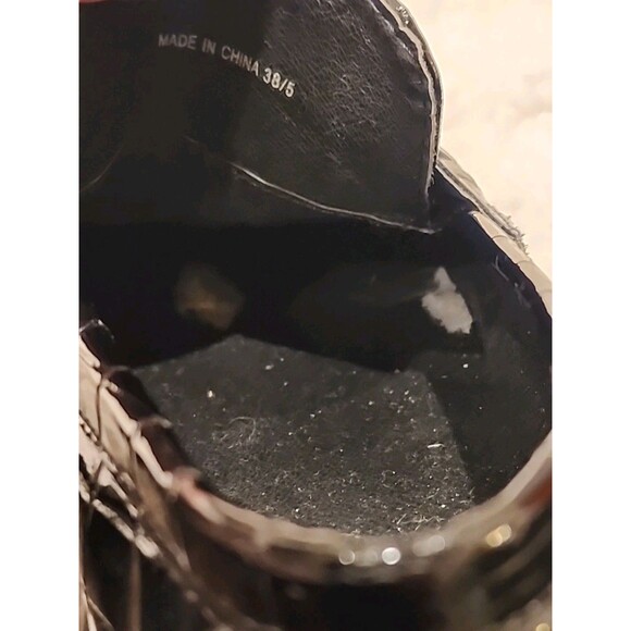 LONDON REBEL Womens (38) 7.5US Black Patent Penny Loafers Slip On Shoes Punk 90s - Picture 9 of 11